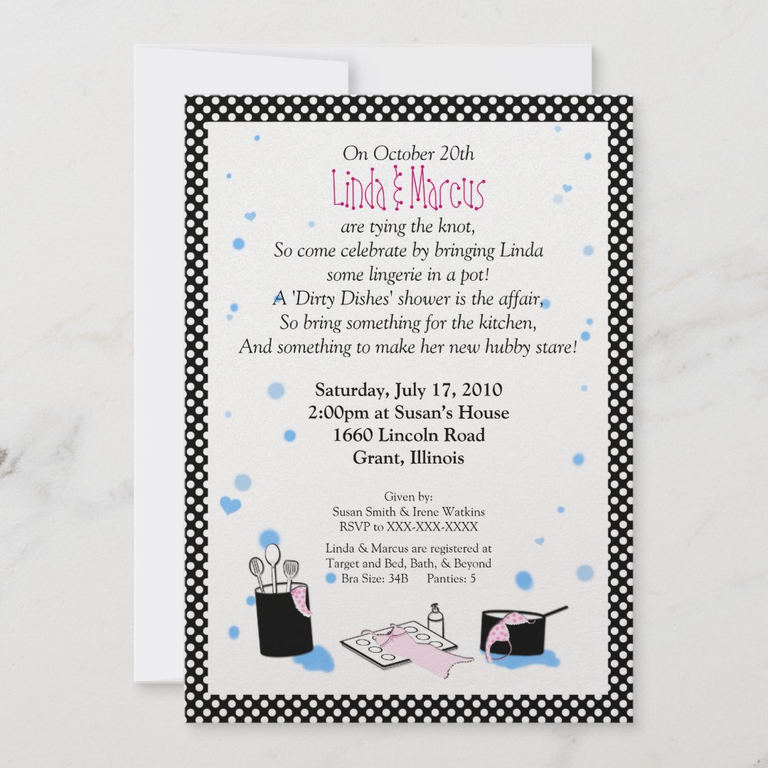 'Dirty Dishes' Bridal Shower Invitation Zazzle