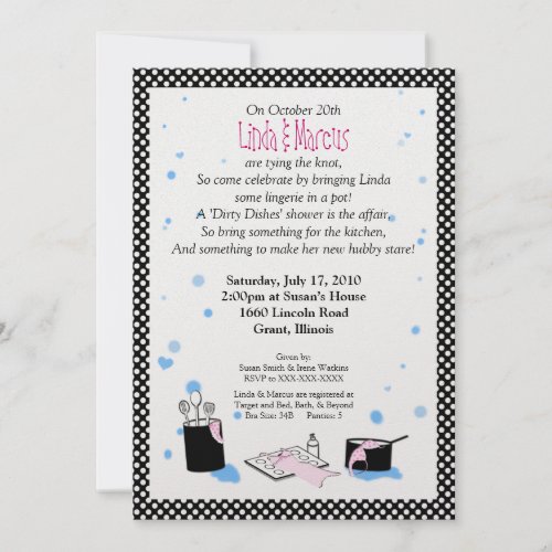'Dirty Dishes' Bridal Shower Invitation