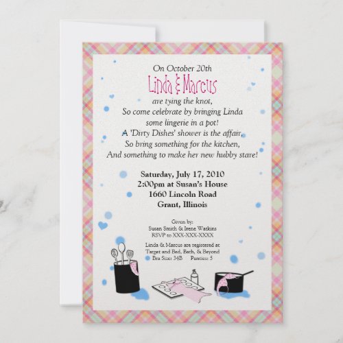 'Dirty Dishes' Bridal Shower Invitation