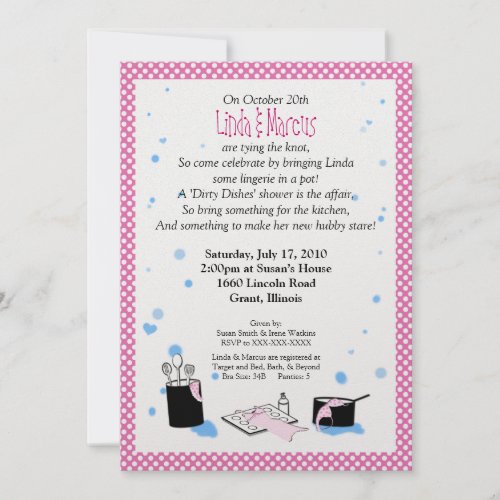 'Dirty Dishes' Bridal Shower Invitation (Lingerie)