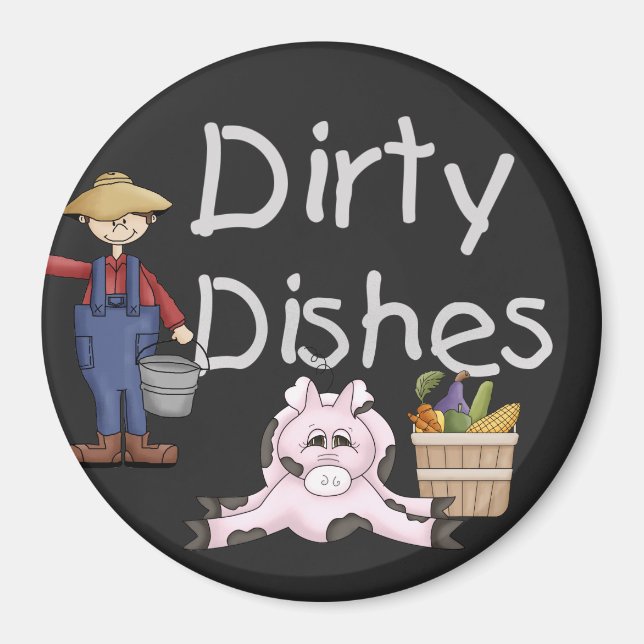 Dirty Dishes Farmer's Pig Magnet (Front)