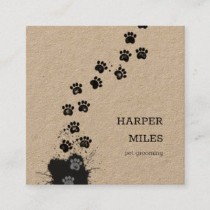 dirty dog paw path kraft square business card