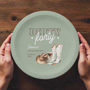 Dirty Forty Western Rodeo 40th Birthday Party Paper Plates