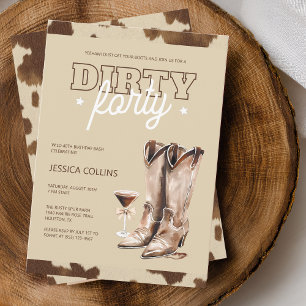 Dirty Forty Western Rustic 40th Birthday Party Invitation