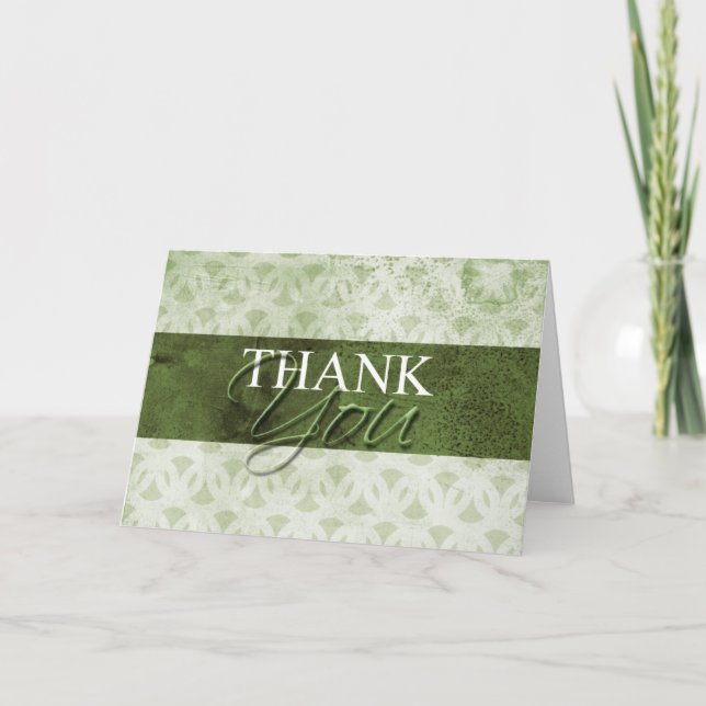 Dirty Green Color Blank Inside Thank You Cards (Front)