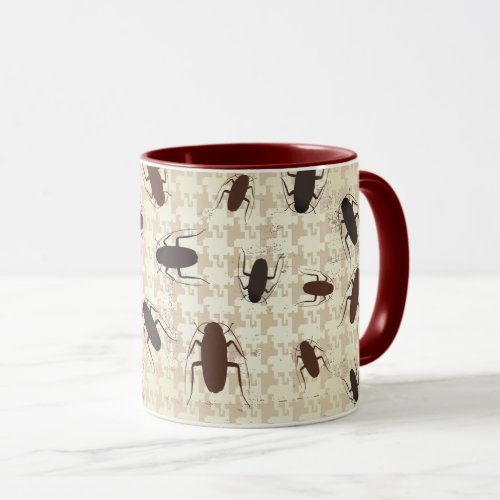 Dirty gross cockroaches custom color houndstooth mug