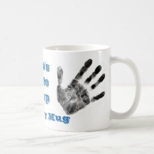 Dirty handprint mug, mechanic,forensics,newspaper coffee mug