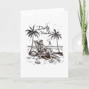 Dirty Heads Skeleton Sunset Beach Vibes Aesthetic Card