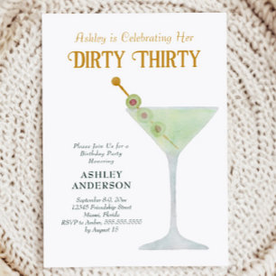 Dirty Martini 30th Birthday Party, Dirty Thirty Invitation
