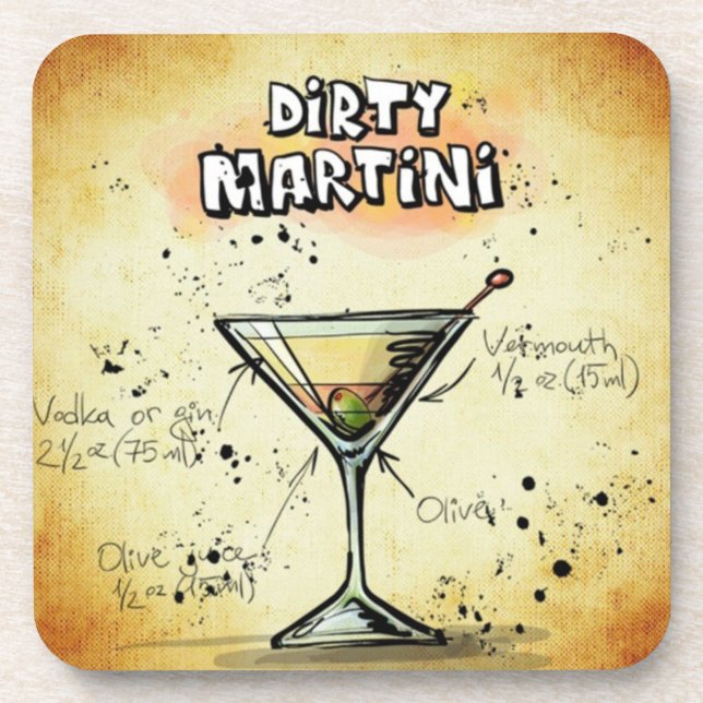 Dirty Martini Bartender Drink Recipe Drink Coaster (Front)