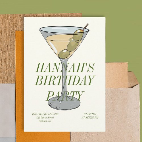 Dirty Martini Birthday Invitation 