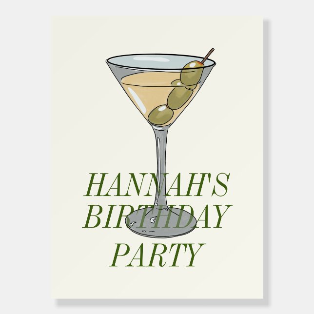 Dirty Martini Birthday Invitation  Foam Board (Front)
