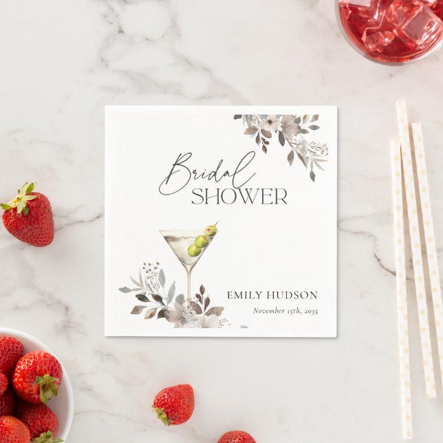 Dirty Martini Cocktail Bridal Shower Napkins (Insitu)