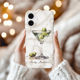 Dirty Martini Cocktail on Neutral Marble Pattern iPhone 17 Case