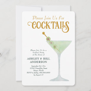 Dirty Martini Cocktail Party Any Occasion Invitation