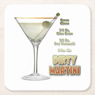 Dirty Martini Cocktail Recipe Art Paper Coaster