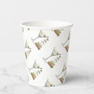 Dirty Martini Cocktail Recipe Art Paper cup