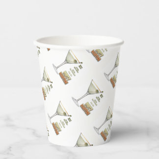 Dirty Martini Cocktail Recipe Art Paper cup