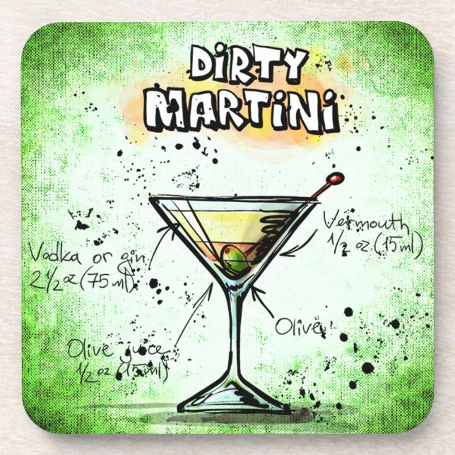 Dirty Martini Drink Recipe Drink Coaster (Front)