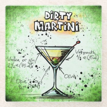 Dirty Martini Drink Recipe Glass Coaster by pjwuebker at Zazzle