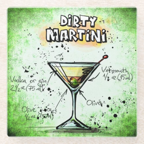 Dirty Martini Drink Recipe Glass Coaster