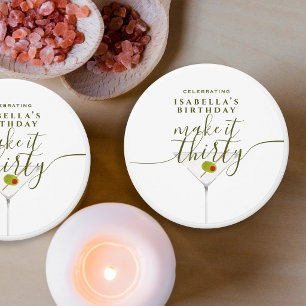 Dirty Martini Make It Thirty 30th Birthday Party Mini Candle Favors