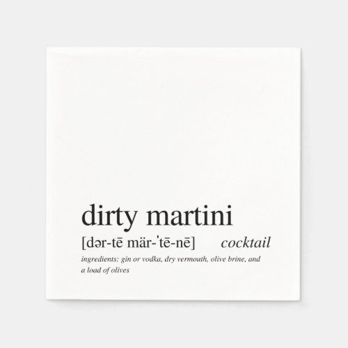 Dirty Martini Modern Quote Black Typography Napkins