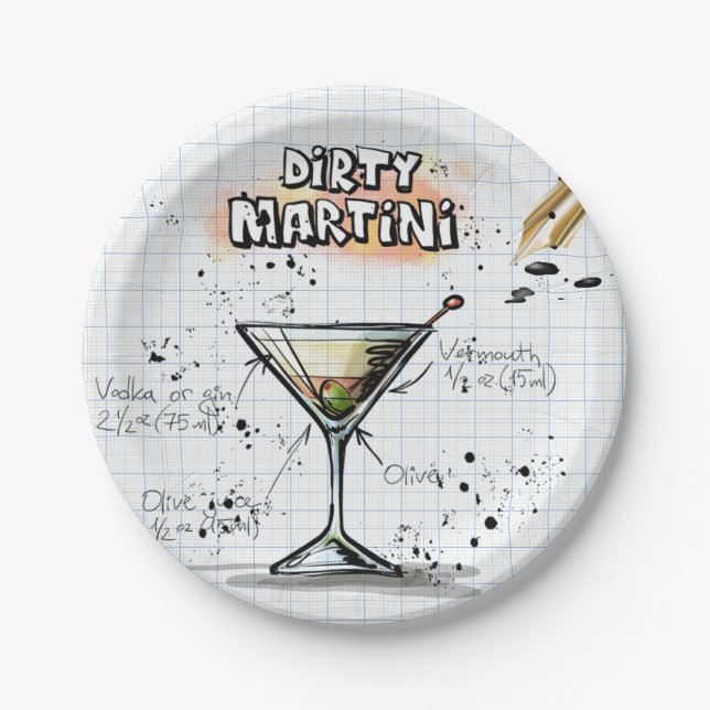 Dirty Martini Paper Plates (Front)
