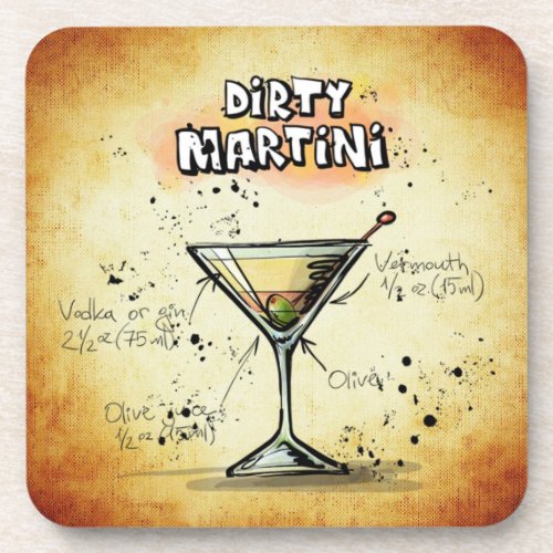 Dirty Martini Recipe Bar Gold Beverage Coaster