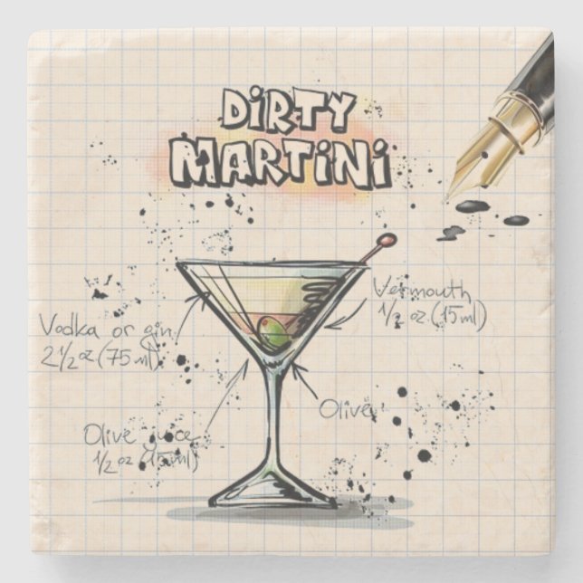 Dirty Martini Stone Coaster (Front)