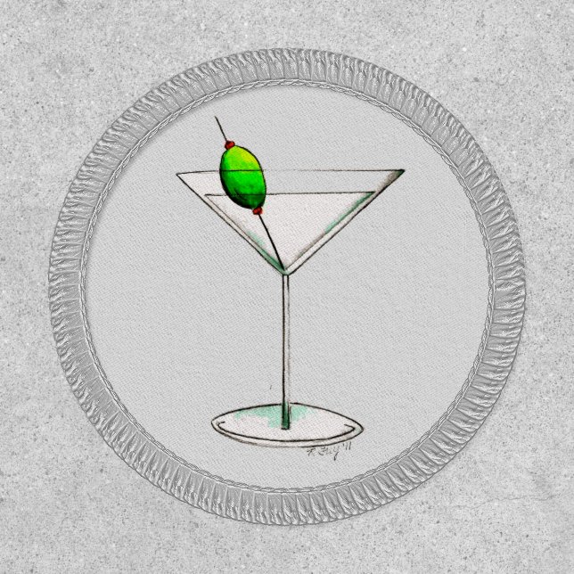 Dirty Martini w/ Olive Cocktail Glass Mixed Drink Patch (Front)