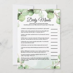 Dirty Minds Bridal Shower Game Cards