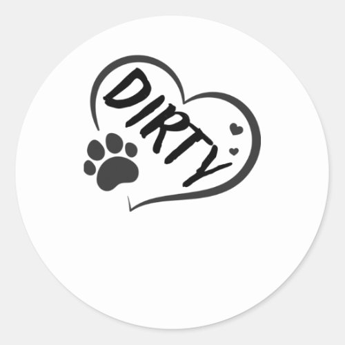 Dirty Name In A Heart With A Paw  Classic Round Sticker