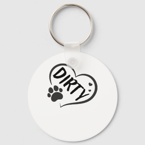 Dirty Name In A Heart With A Paw  Keychain