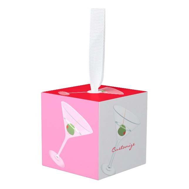Dirty Olive Martini Thunder_Cove Cube Ornament (Front Angled)