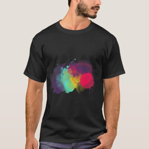 Dirty Paint Splatter Rainbow Abstract For Artist P T_Shirt