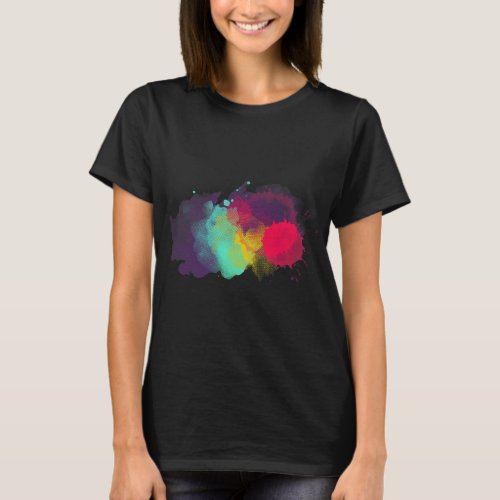 Dirty Paint Splatter Rainbow Abstract For Artist P T_Shirt