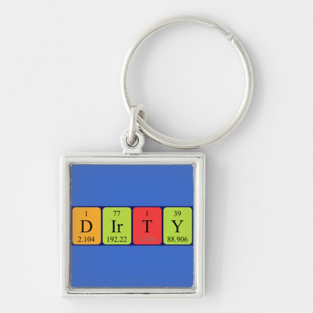 Dirty periodic table name keyring (Front)