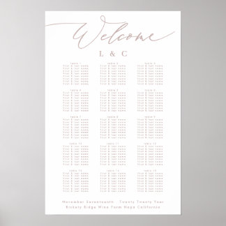 Dirty Pink Taupe Wedding Welcome Seating Chart