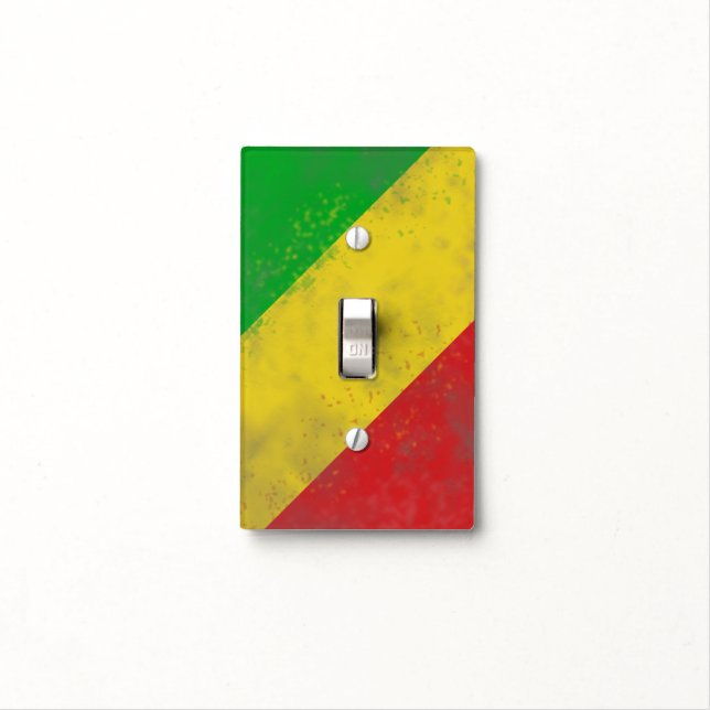 Dirty Rasta Stripes Light Switch Cover (In Situ)