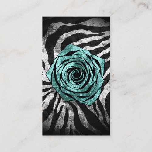 Dirty Rose- Zebra Aqua Business Card Template