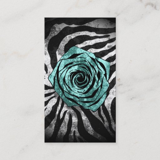 Customizable Dirty Rose- Zebra Aqua Business Card Template