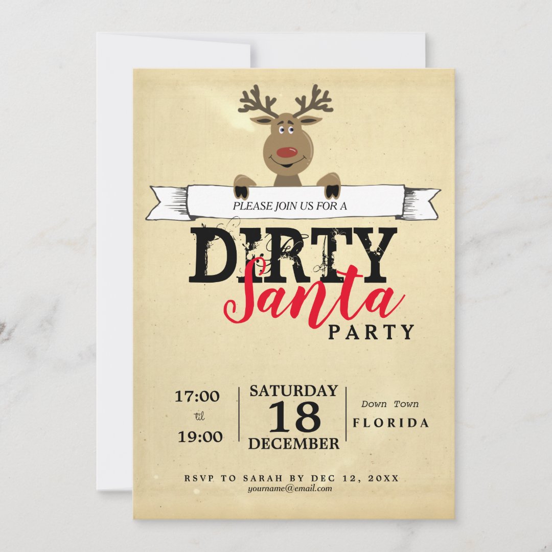 Dirty Santa Christmas gift exchange office Invitation | Zazzle