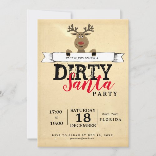 Dirty Santa Christmas gift exchange office Invitation