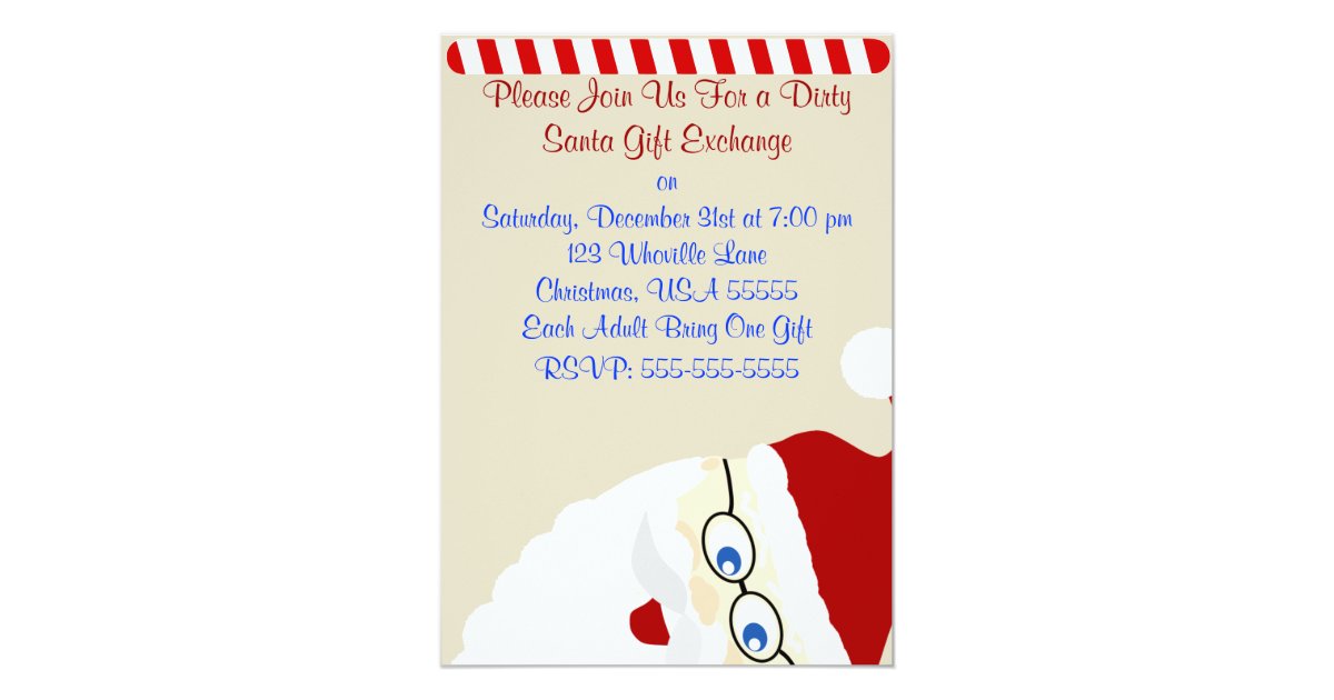 Dirty Santa Christmas Invitation | Zazzle.com