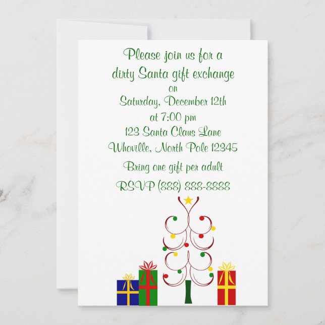 Dirty Santa Christmas Invitation (Front)
