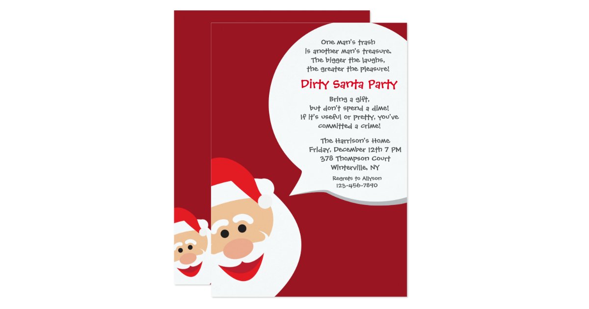 Dirty Santa Christmas Party Invitation | Zazzle