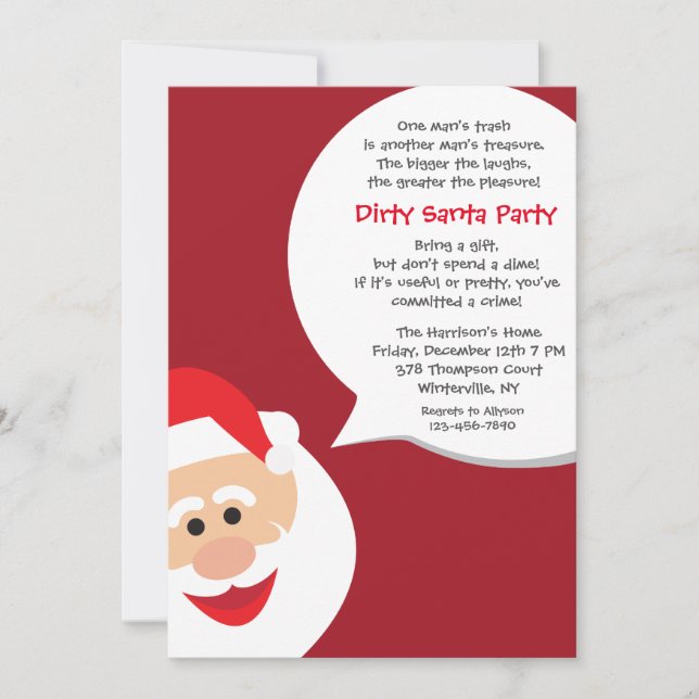 Dirty Santa Christmas Party Invitation (Front)