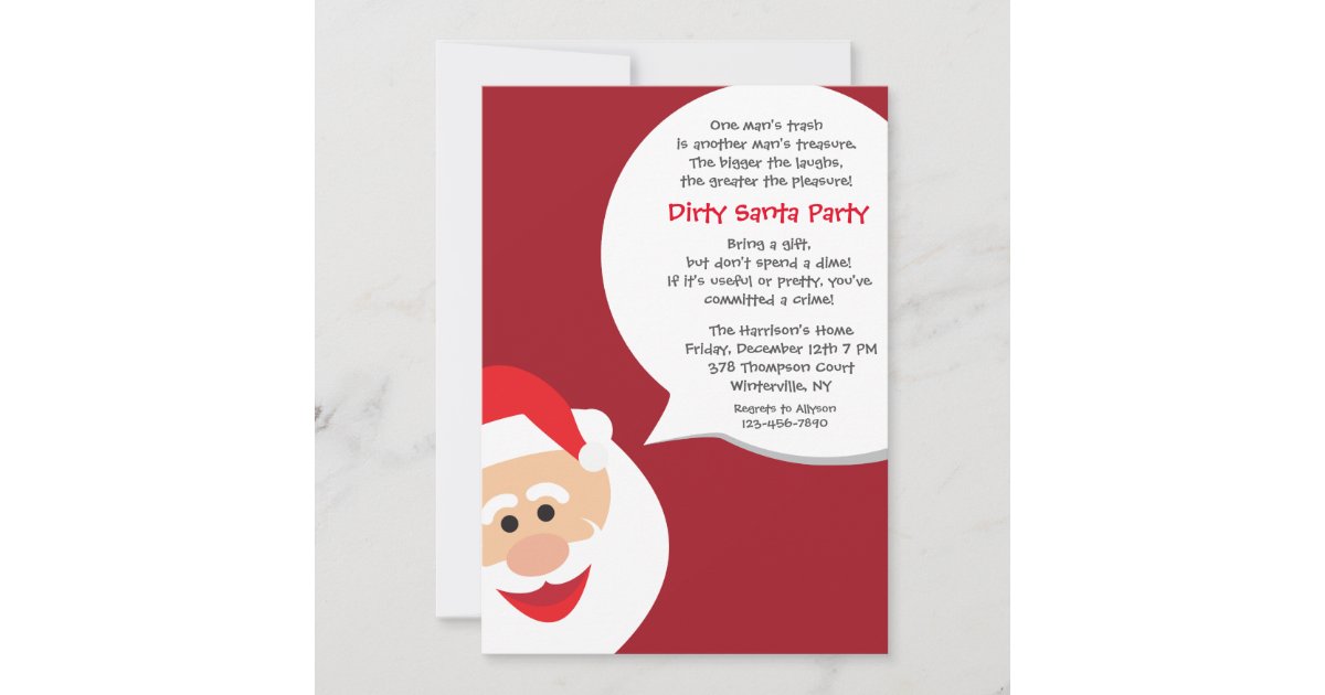 Christmas Party Invitation Wording Dirty Santa