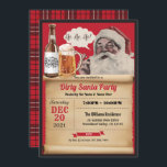 Dirty Santa Christmas Party Vintage Invitation<br><div class="desc">[All text are editable]
Get this stylish and fun design now!
Occasion: Christmas party,  Dirty Santa,  gifts exchange,  brunch,  dinner,  pot luck party,  housewarming,  etc.
Theme: Christmas,  gifts exchange.
Style: Vintage,  retro,  fun,  rustic.
Colors: red,  brown,  black.
Graphics: Vintage Santa Claus,  Rustic Scroll Paper,  Red Plaid,  Beer.</div>